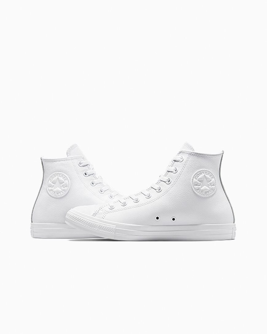 Zapatillas Altas Converse Chuck Taylor All Star Cuero Hombre Blancas | PE P582EL